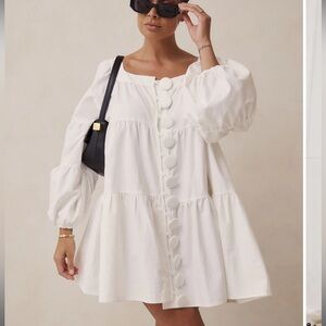 Sabo Skirt Palmer Dress White Sz xs Oversized NEW Retro mini